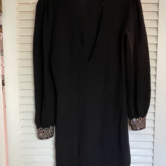 VINTAGE St. John's 1960's Jewel Embellished Knit Midi dress with plunging back - Picture 4 of 6